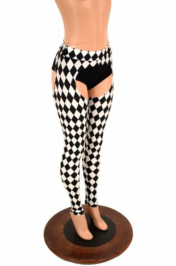 Mid Rise Black & White Diamond Chaps - Coquetry Clothing