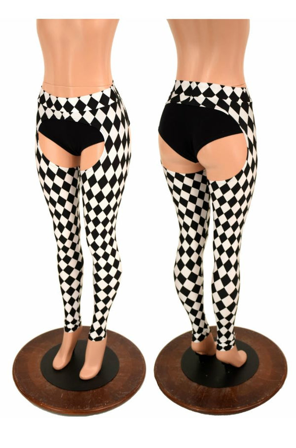 Mid Rise Black & White Diamond Chaps - 1