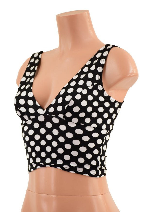 Midi Length Starlette Bralette in Black and White Polka Dot - Coquetry Clothing