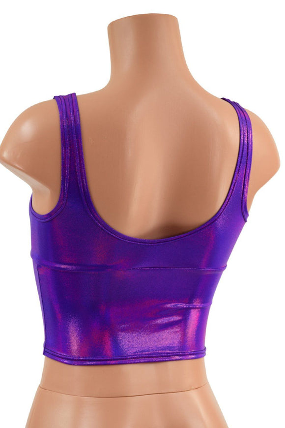Midi Length Starlette Bralette in Grape Holographic - Coquetry Clothing