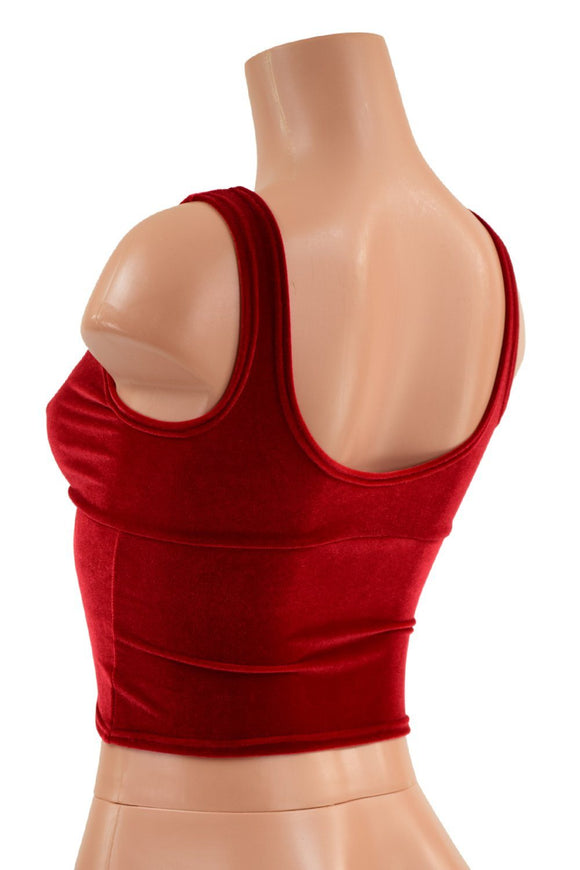 Midi Length Starlette Bralette in Red Velvet - Coquetry Clothing
