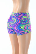 Midrise Neon Glow Worm Shorts - 2