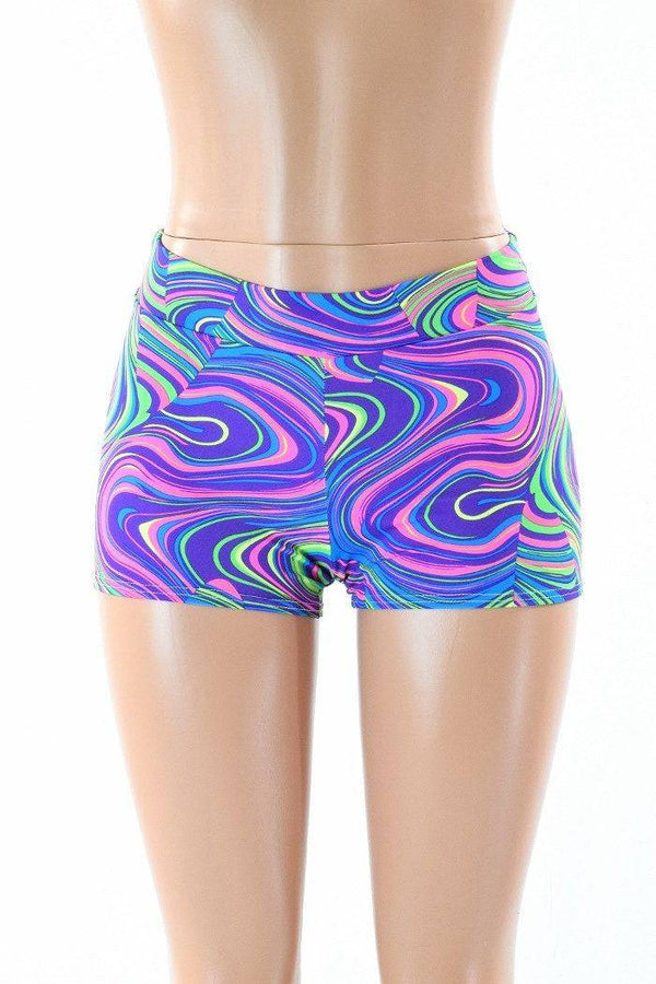 Midrise Neon Glow Worm Shorts - 4