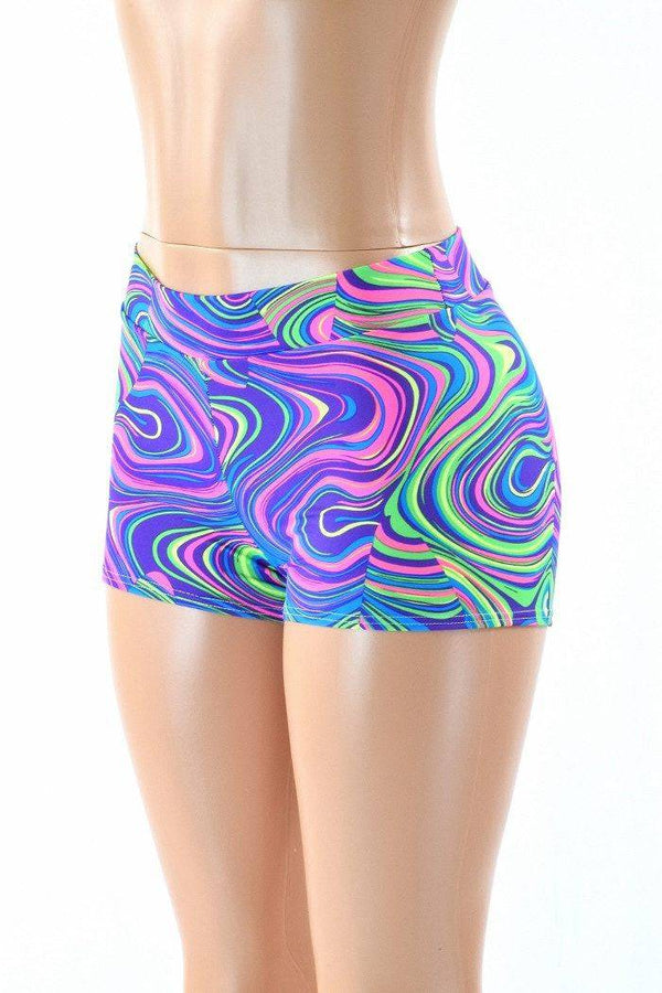 Midrise Neon Glow Worm Shorts - 1