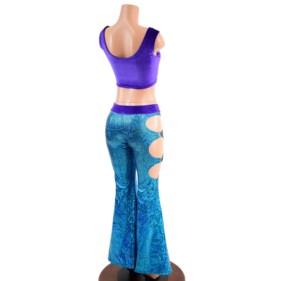 Midrise O - Ring Solar Flares and Mini Lace Up Crop Tank Set - Coquetry Clothing