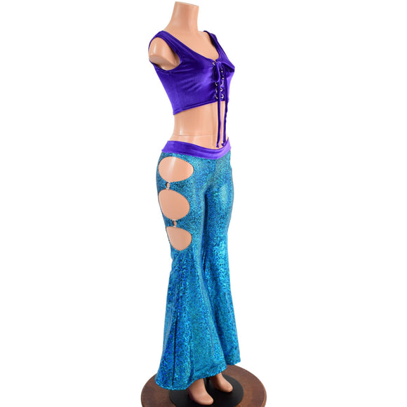 Midrise O - Ring Solar Flares and Mini Lace Up Crop Tank Set - Coquetry Clothing