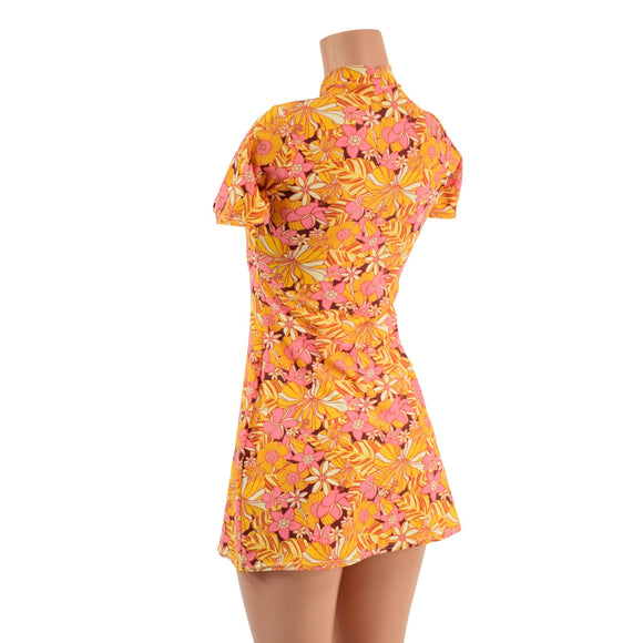 Mini A Line Dress with Tee Sleeves and Teardrop Keyhole - Coquetry Clothing