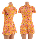 Mini A Line Dress with Tee Sleeves and Teardrop Keyhole - Coquetry Clothing
