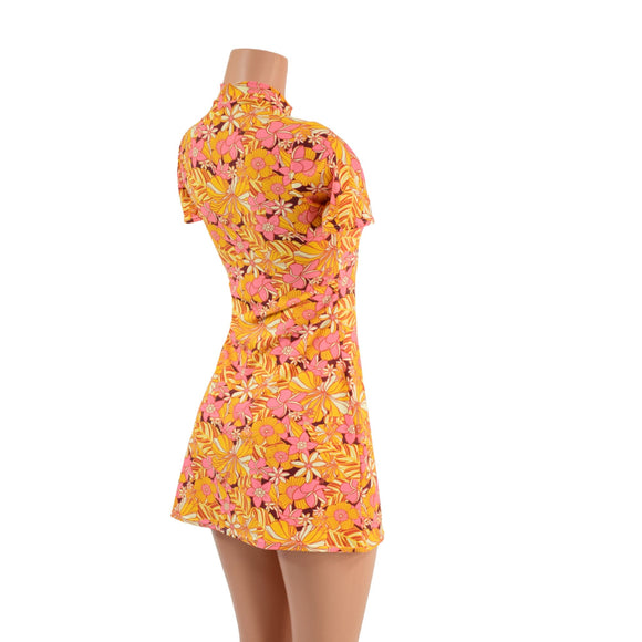 Mini A Line Dress with Tee Sleeves and Teardrop Keyhole - Coquetry Clothing