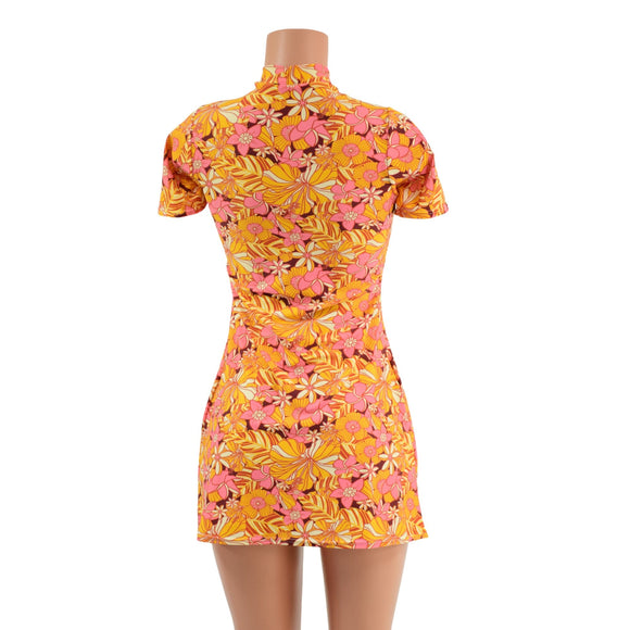 Mini A Line Dress with Tee Sleeves and Teardrop Keyhole - Coquetry Clothing