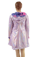 Minky A Line Coat in Razzle Dazzle and Lilac Holographic - Coquetry Clothing