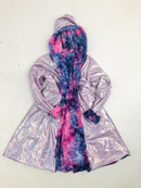 Minky A Line Coat in Razzle Dazzle and Lilac Holographic - Coquetry Clothing