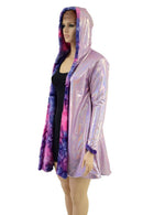 Minky A Line Coat in Razzle Dazzle and Lilac Holographic - Coquetry Clothing