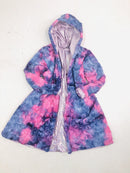 Minky A Line Coat in Razzle Dazzle and Lilac Holographic - Coquetry Clothing