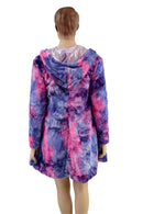 Minky A Line Coat in Razzle Dazzle and Lilac Holographic - Coquetry Clothing