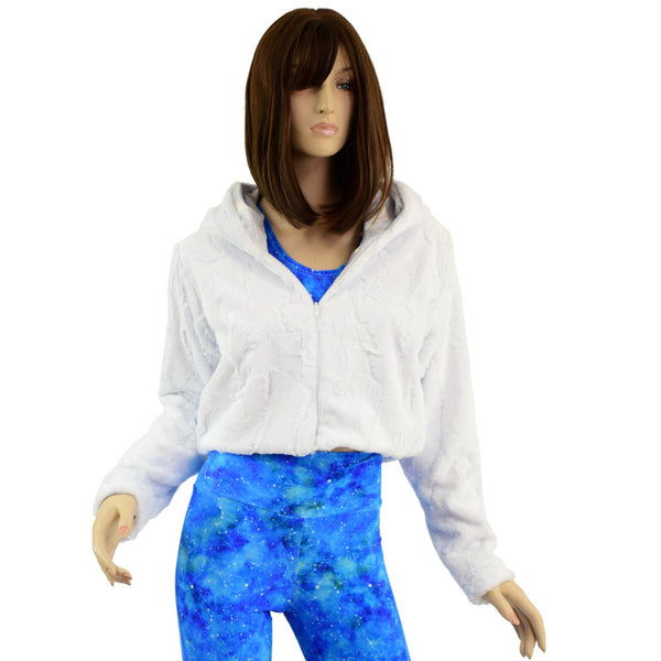 Minky Faux Fur Bear Ear Crop Jacket - 6