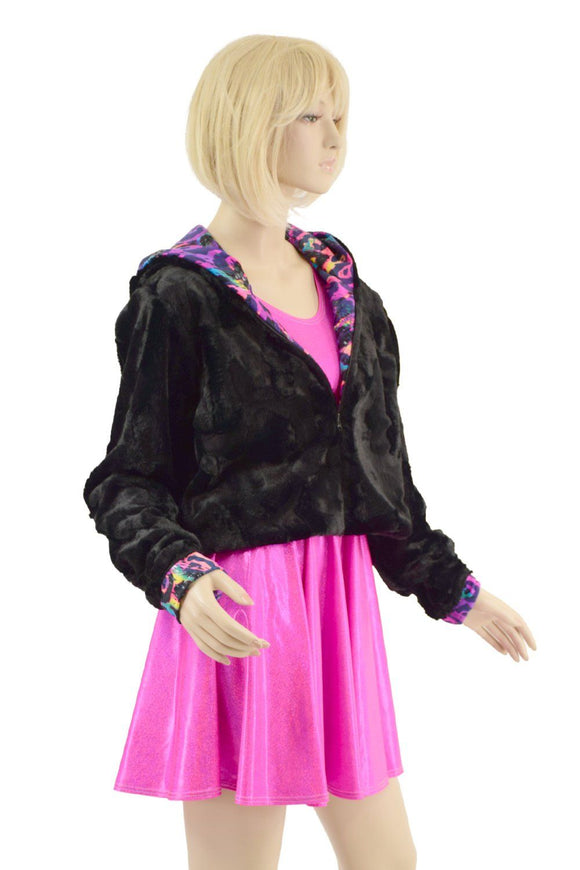 Minky Faux Fur Bear Ear Crop Jacket - Coquetry Clothing