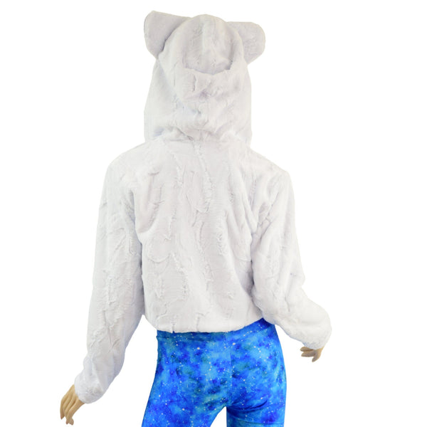 Minky Faux Fur Bear Ear Crop Jacket - 3