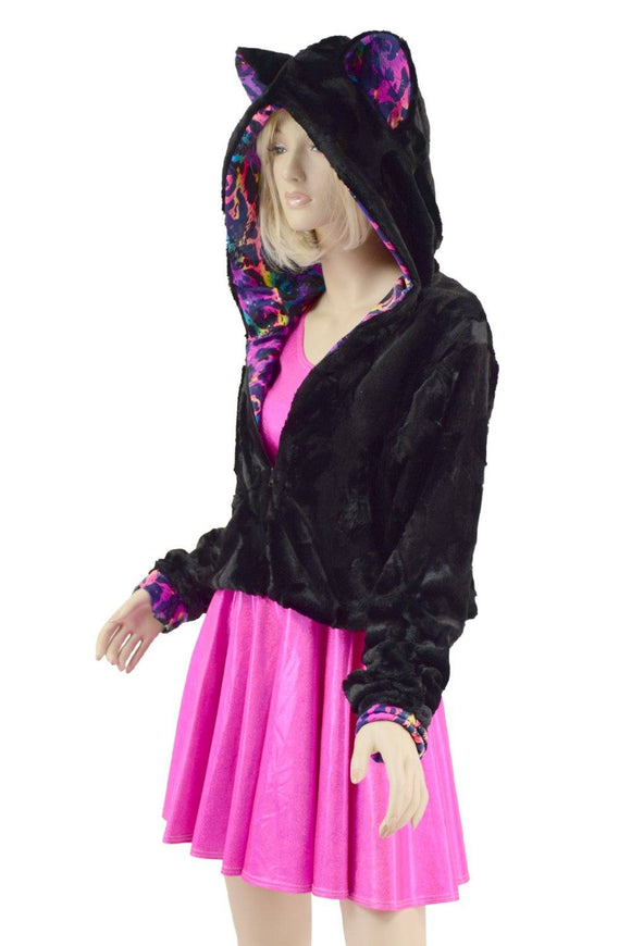 Minky Faux Fur Bear Ear Crop Jacket - Coquetry Clothing