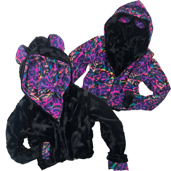 Minky Faux Fur Bear Ear Crop Jacket - 10