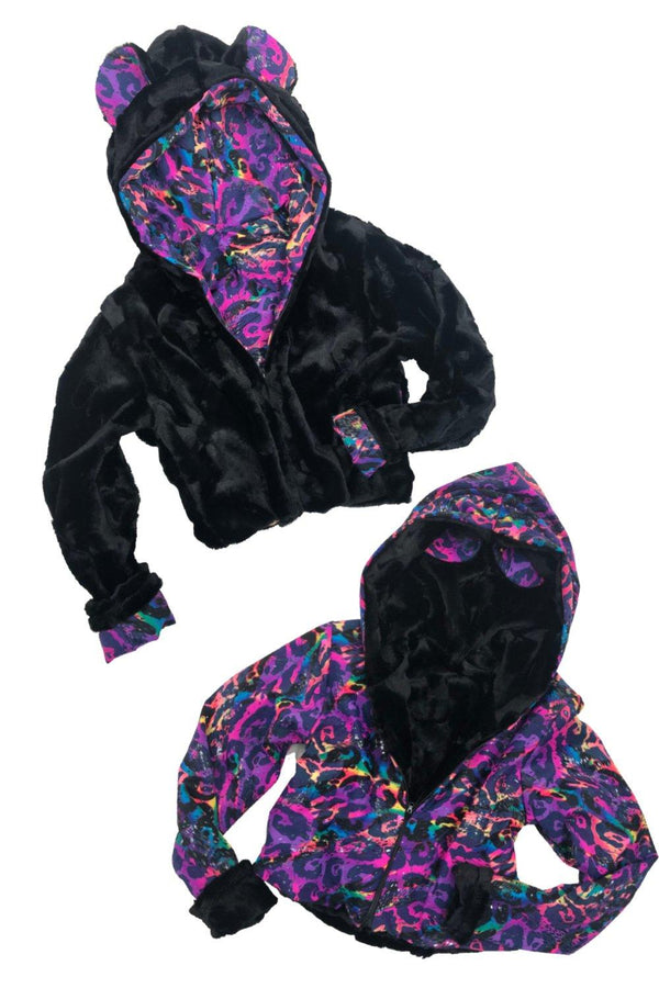 Minky Faux Fur Bear Ear Crop Jacket - 3