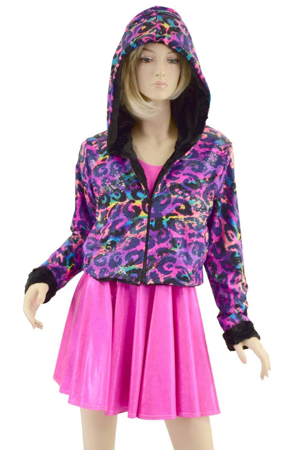 Minky Faux Fur Bear Ear Crop Jacket - 5