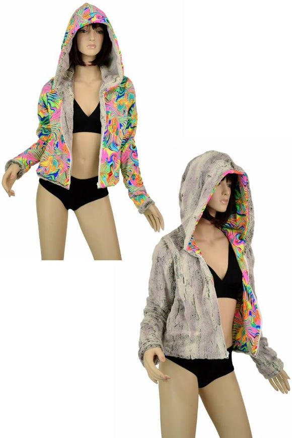 Minky Faux Fur Short Jacket - Coquetry Clothing