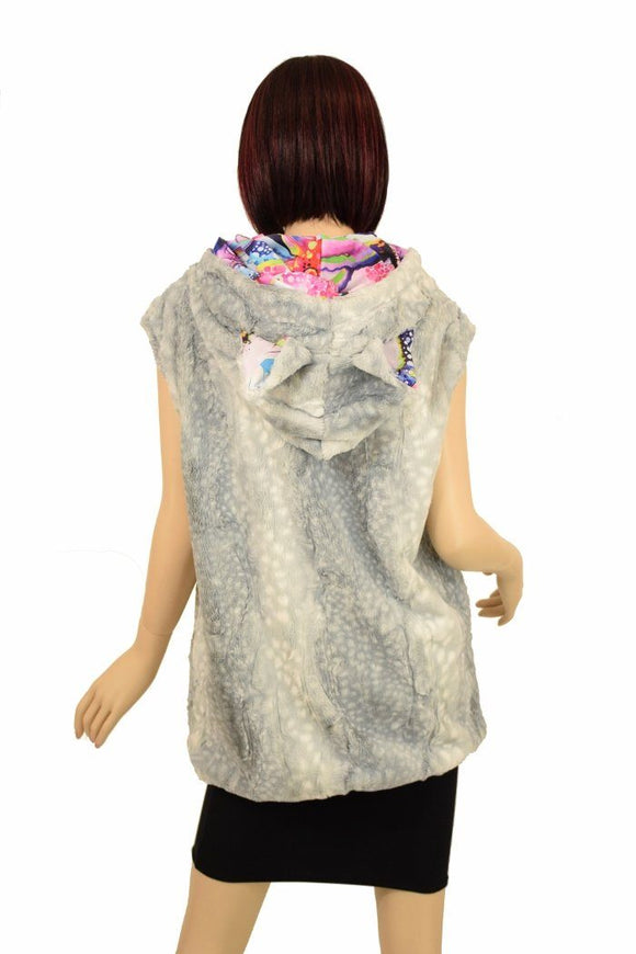 Minky Long Vest with Zipper and Kitty Ears - Coquetry Clothing