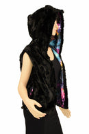 Minky Open Front Short Vest with Kitty Ears - Coquetry Clothing