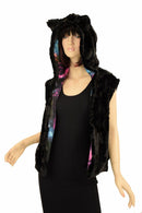 Minky Open Front Short Vest with Kitty Ears - Coquetry Clothing