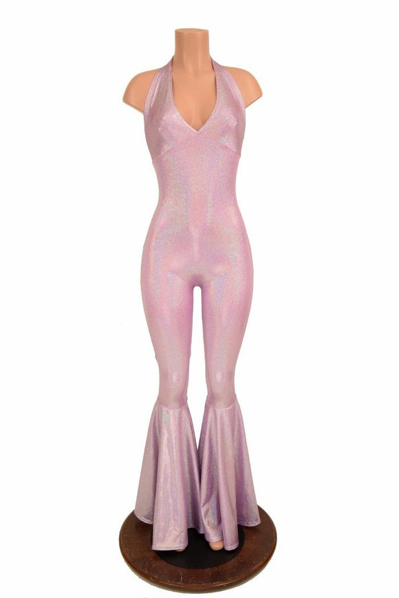 "Monroe" Halter Bell Bottom Flare Catsuit - Coquetry Clothing