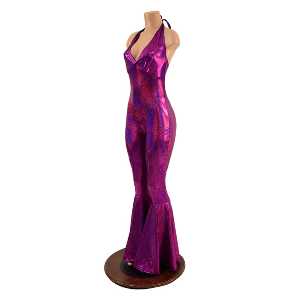 Monroe Halter Bell Bottom Flare Catsuit - Coquetry Clothing