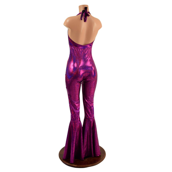 Monroe Halter Bell Bottom Flare Catsuit - Coquetry Clothing