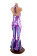 Monroe Halter Bell Bottom Flare Catsuit in Plumeria - 4