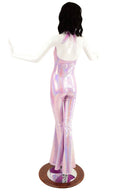 Monroe Halter Catsuit with Solar Flare Leg in Lilac Holographic - Coquetry Clothing