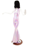 Monroe Halter Catsuit with Solar Flare Leg in Lilac Holographic - Coquetry Clothing