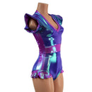 Moonstone and Plumeria Flip Sleeve Paneled Romper - Coquetry Clothing