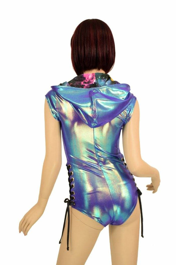Moonstone & Galaxy Lace Up Romper - Coquetry Clothing