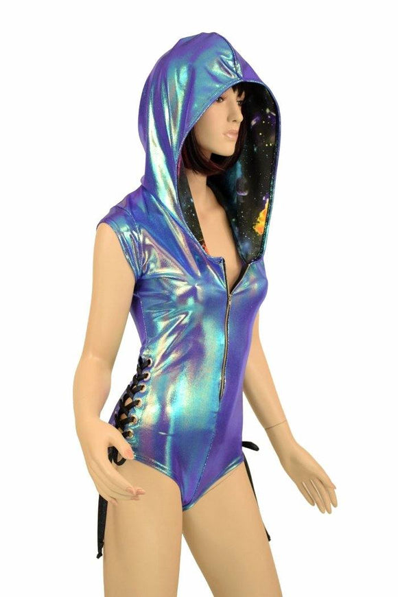 Moonstone & Galaxy Lace Up Romper - Coquetry Clothing