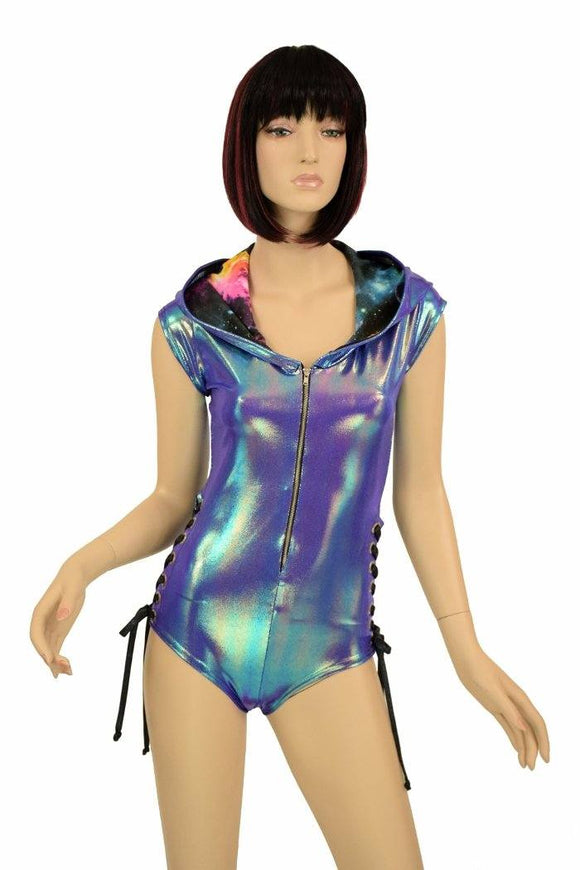 Moonstone & Galaxy Lace Up Romper - Coquetry Clothing