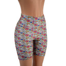 Mushroom Print High Waist Bike Shorts READY to SHIP - Coquetry Clothing