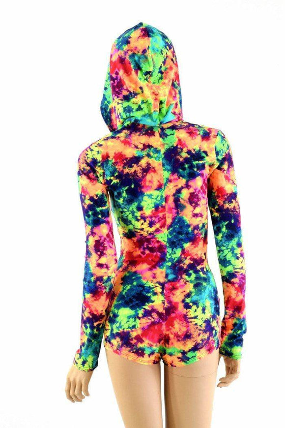 Neon Acid Splash Hoodie Romper - Coquetry Clothing