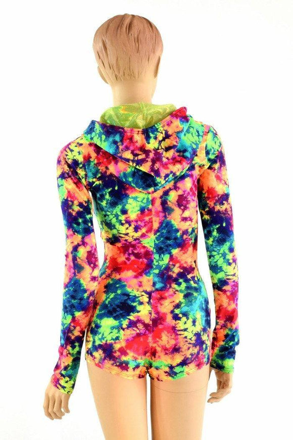 Neon Acid Splash Hoodie Romper - Coquetry Clothing