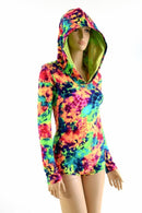 Neon Acid Splash Hoodie Romper - Coquetry Clothing