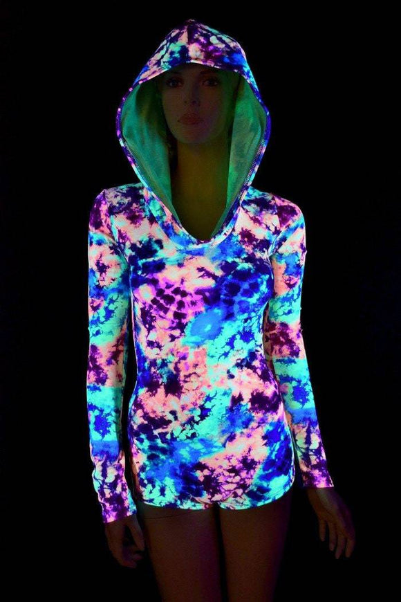 Neon Acid Splash Hoodie Romper - Coquetry Clothing