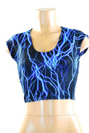 Neon Blue Lightning Cap Sleeve Crop - Coquetry Clothing