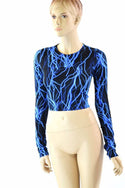 Neon Blue Lightning Crop Top - 1