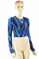 Neon Blue Lightning Crop Top - Coquetry Clothing