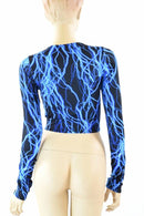 Neon Blue Lightning Crop Top - Coquetry Clothing