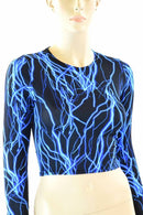 Neon Blue Lightning Crop Top - Coquetry Clothing